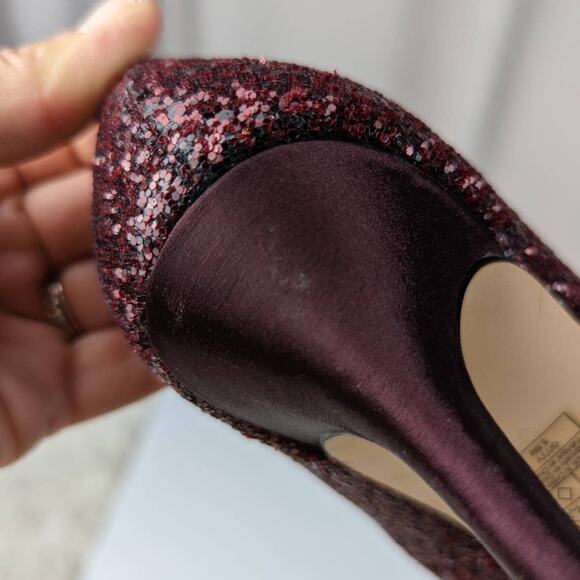 WHBM Glitter Pumps Burgundy Size 5.5 - Picture 5 of 10